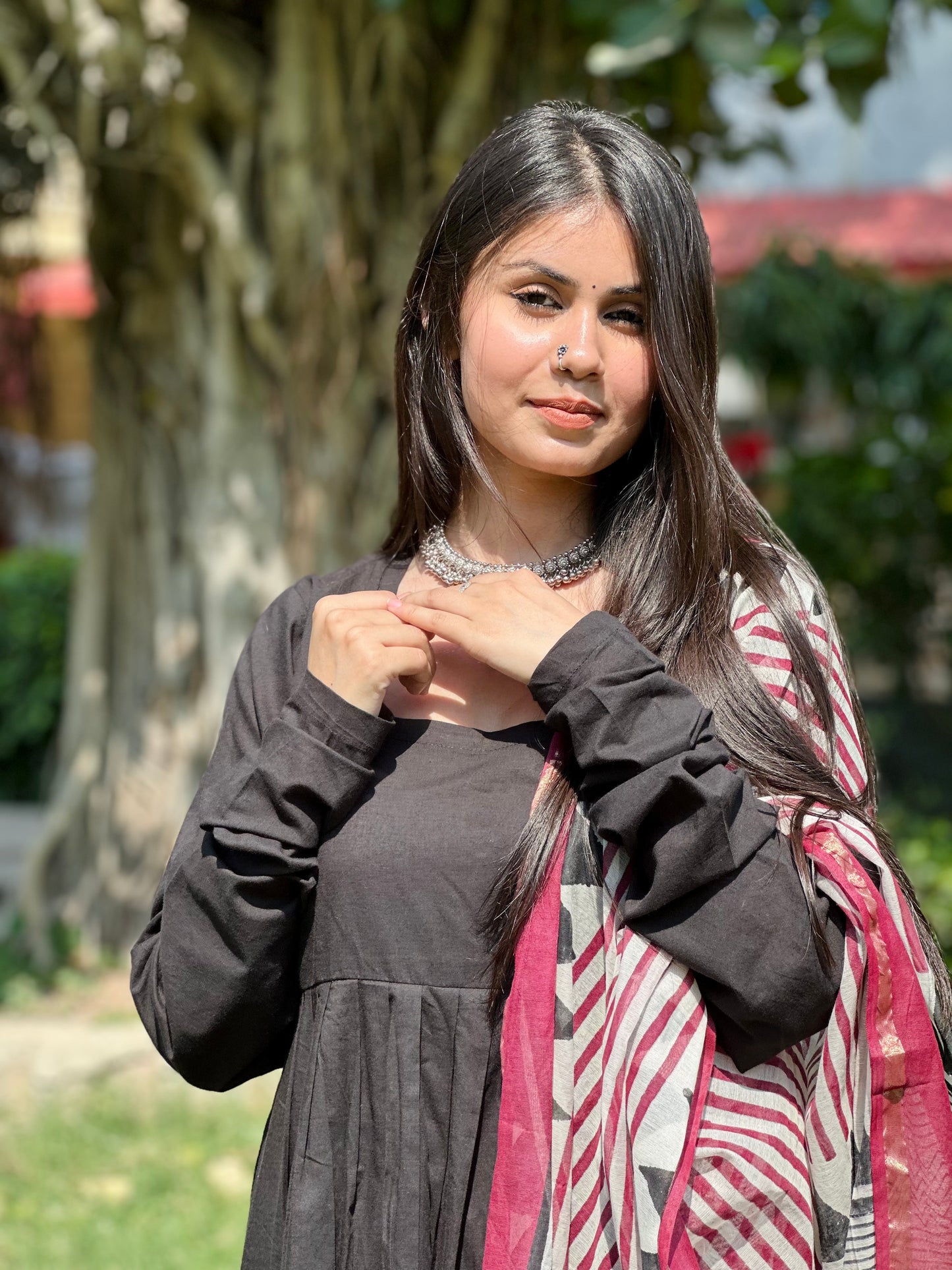 Maroon mirage ( Chanderi three piece set)