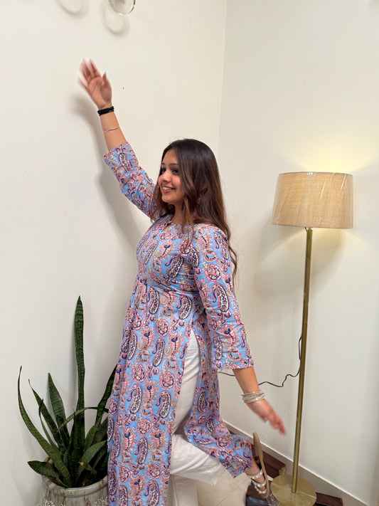 Alizeh Handblock Print Cotton Kameez