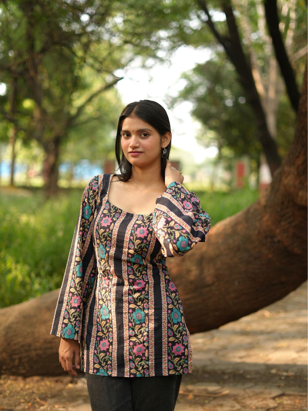 Midnight Bloom Short Kurti