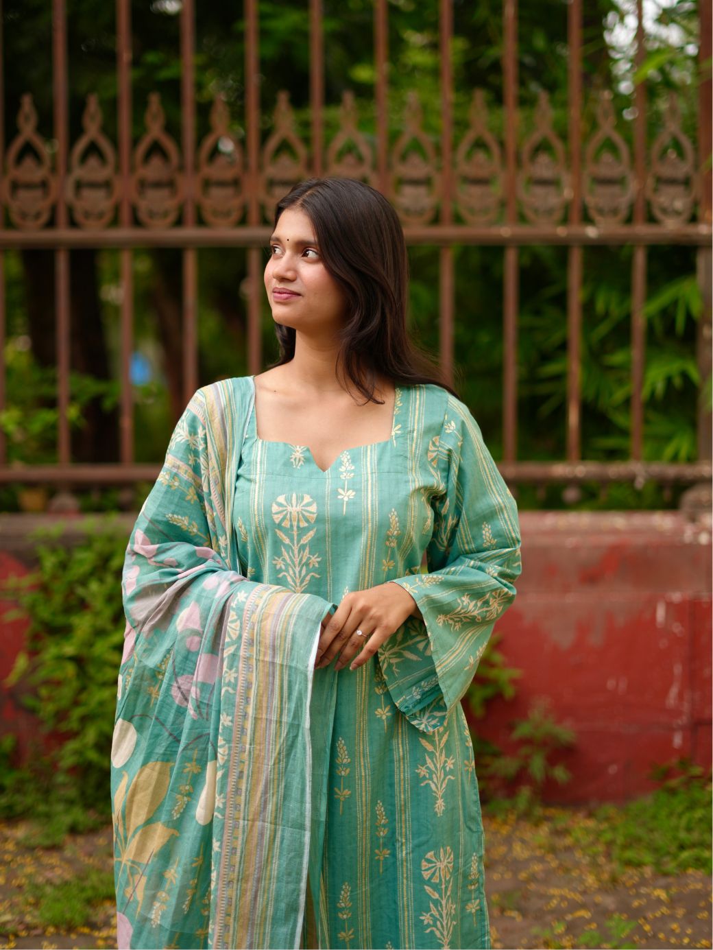 Avni Seafoam Floral Cotton Kurta Set