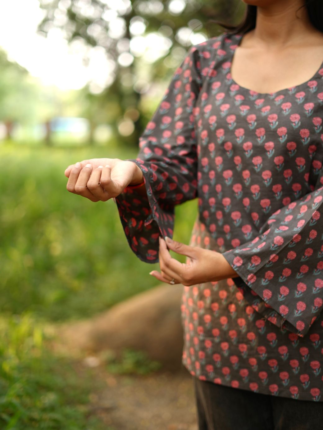 Flared Sleeve Printed Tunic