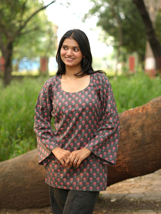 Flared Sleeve Printed Tunic