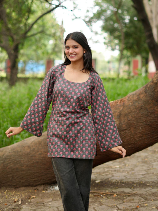 Flared Sleeve Printed Tunic