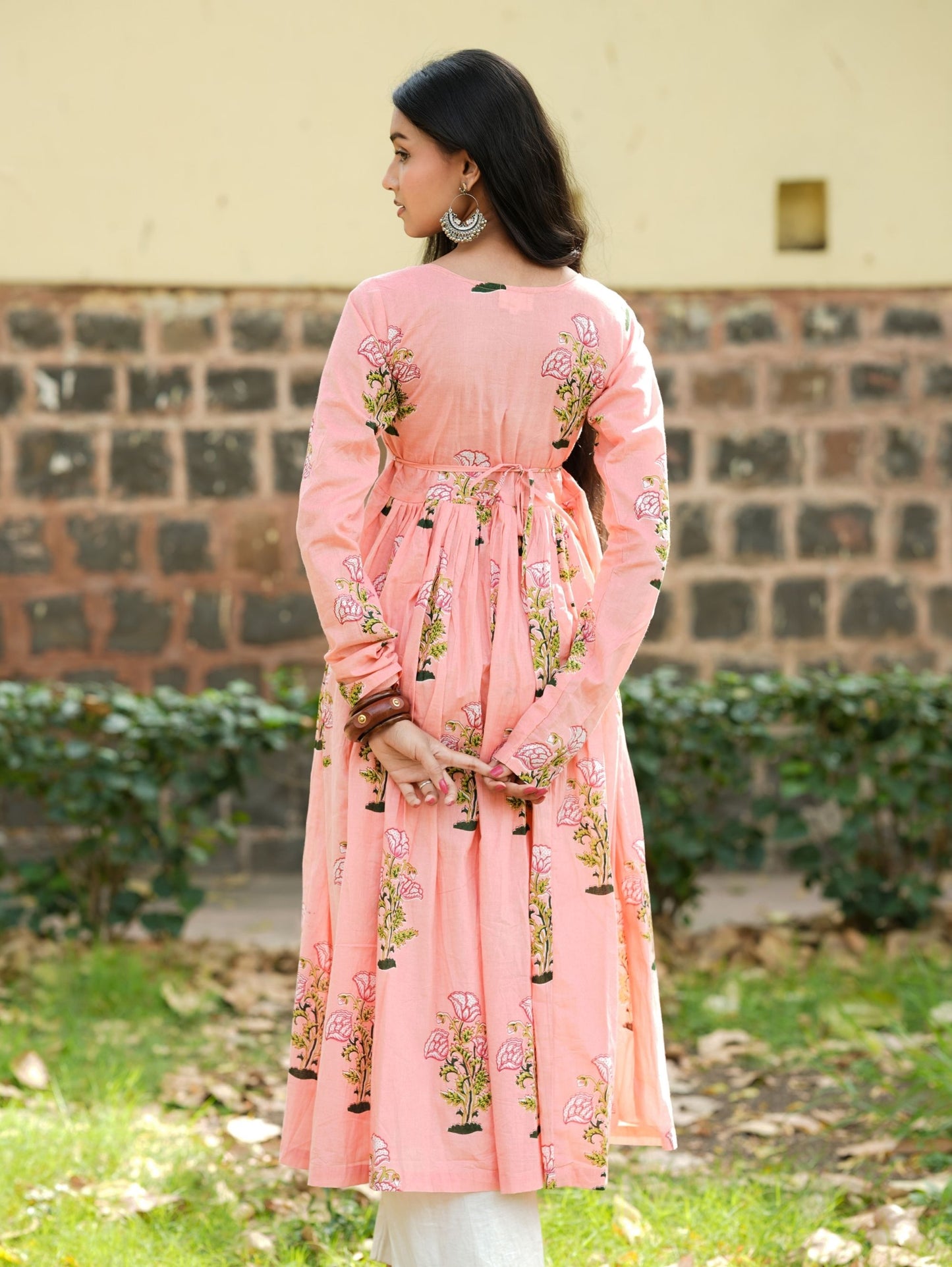 Rehmat Pink Cotton Anarkali Kameez with Floral Print