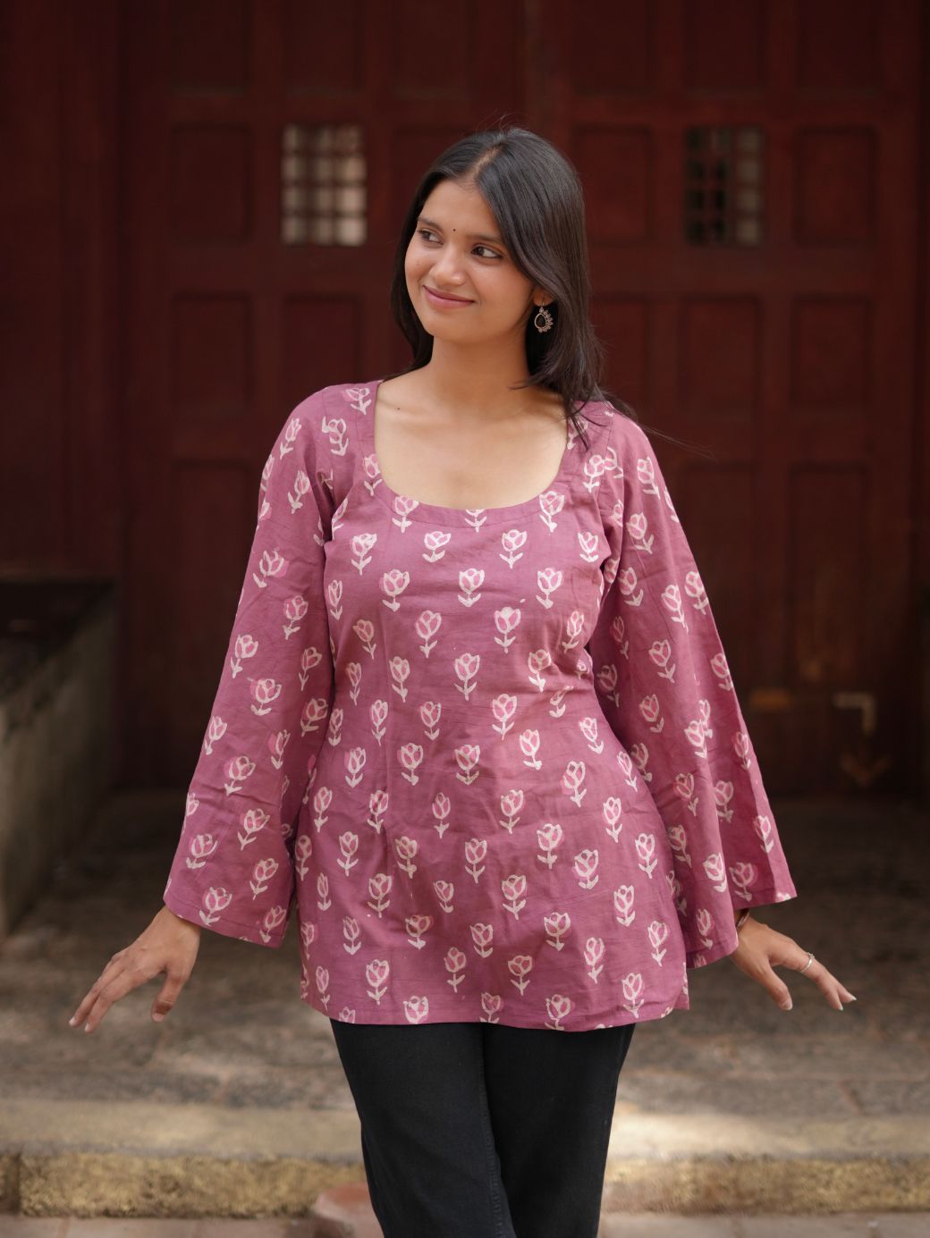 Noor Mauve Blossom Short Kurti
