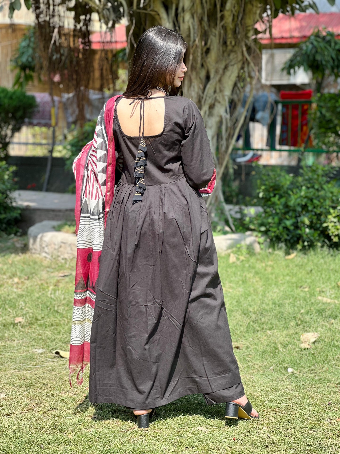 Maroon mirage ( Chanderi three piece set)