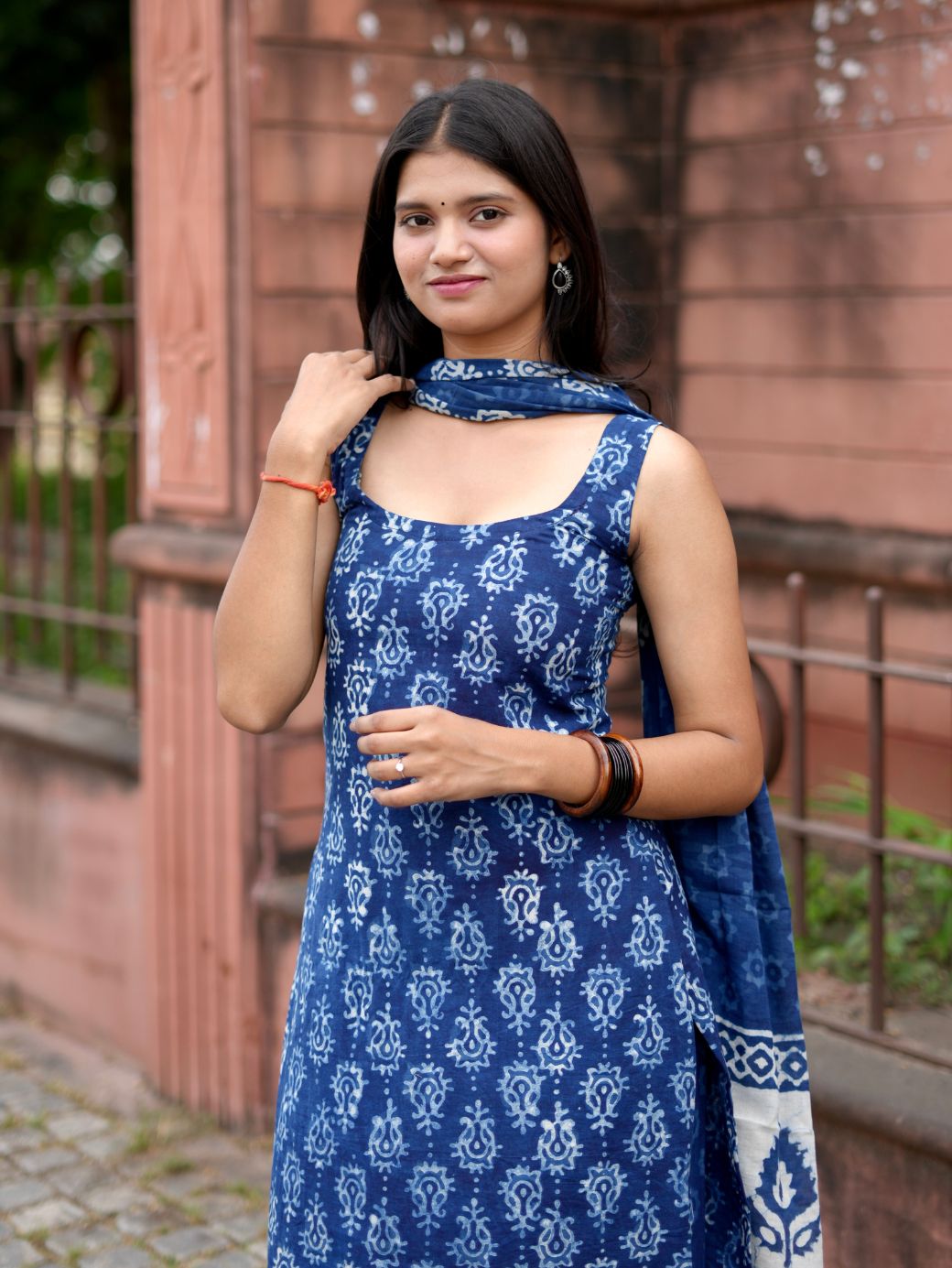 Ocean Bloom Cotton Kurta Set