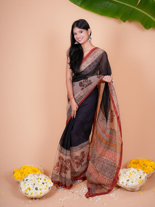 Ratri Kota Doriya Handblock Saree