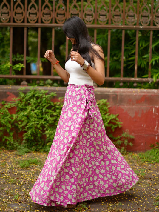 Fuchsia Blossom Wrap Skirt