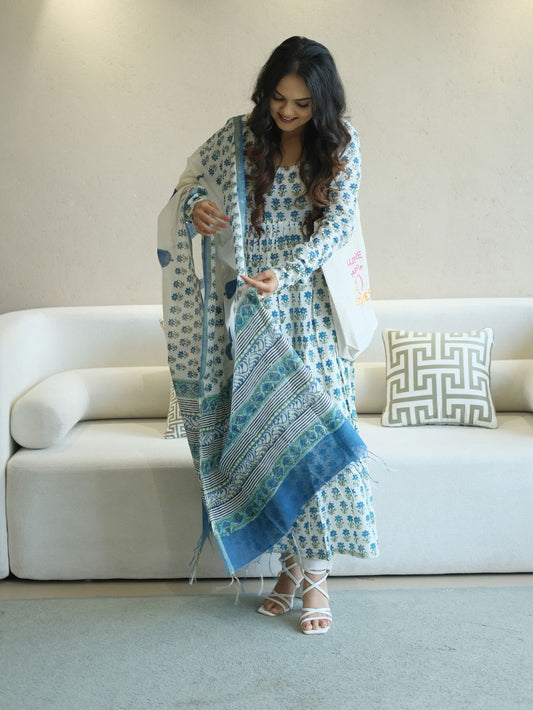 Ambar Tilak Set with Chanderi Dupatta