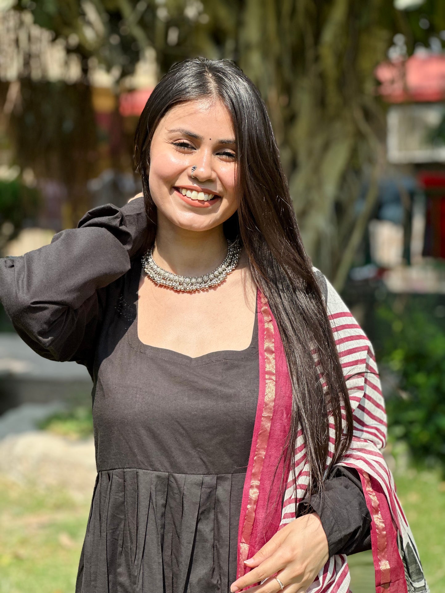 Maroon mirage ( Chanderi three piece set)