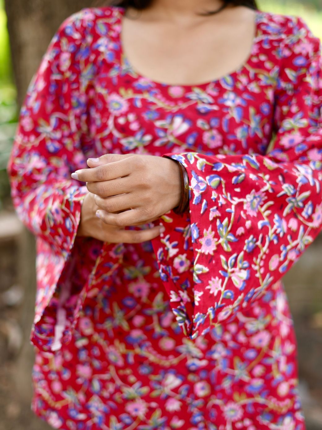 Red Petal Cotton Short Kurti