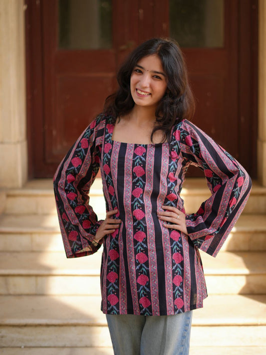 Diya Floral Square Neck Short Kurti