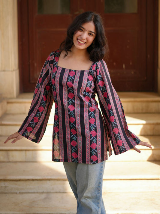 Diya Floral Square Neck Short Kurti