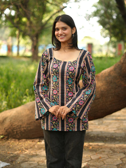 Midnight Bloom Short Kurti