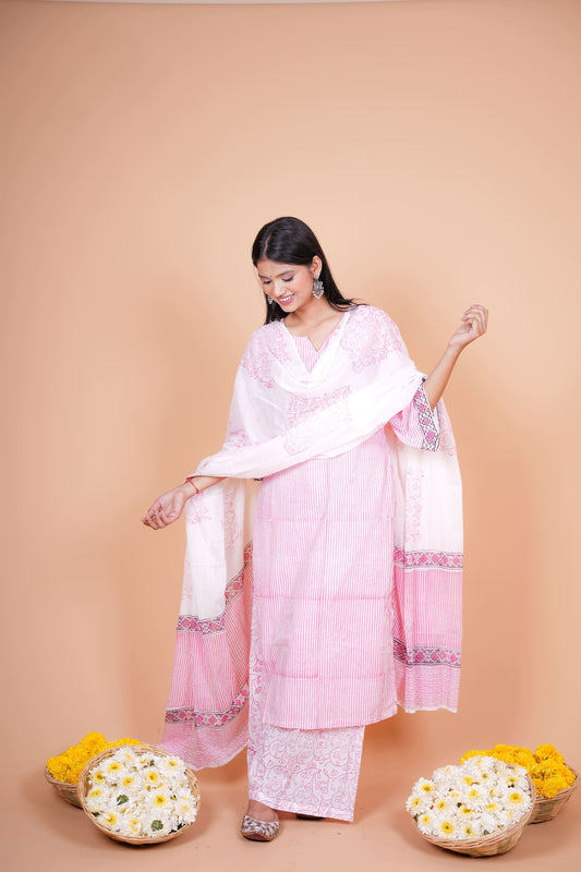 Pink Straight Three Piece Set