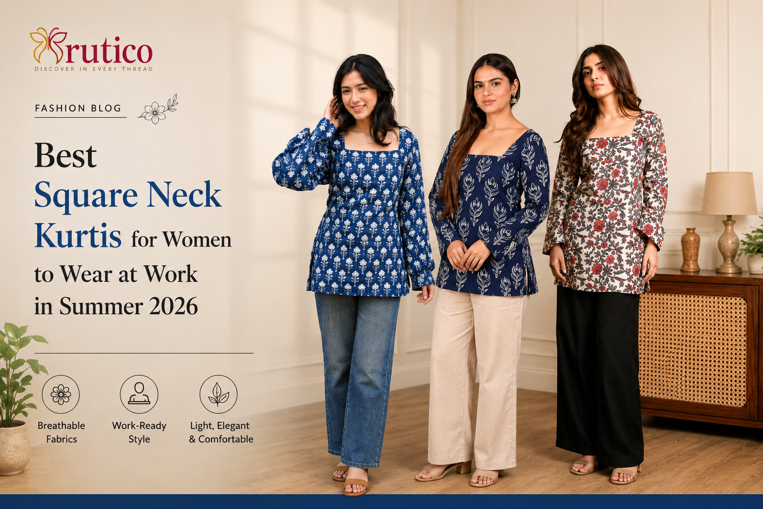 Best Square Neck Kurtis for Women to Wear at Work in Summer 2026