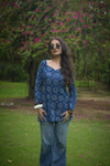 Indigo sweetheart neck kurti