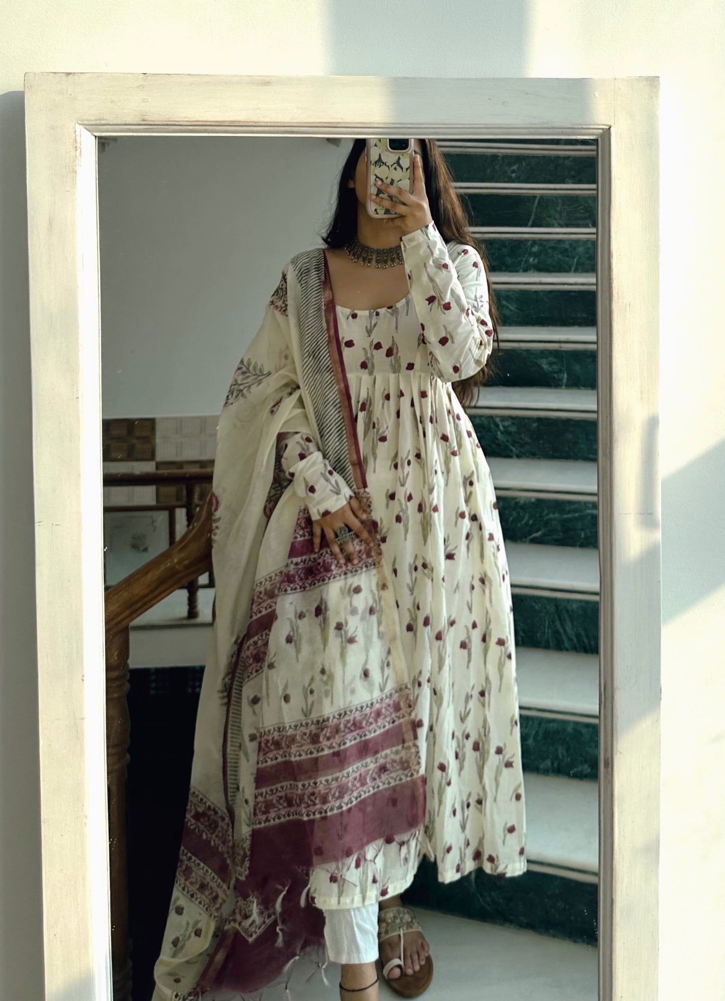 Rose Petal set ( Chanderi dupatta )