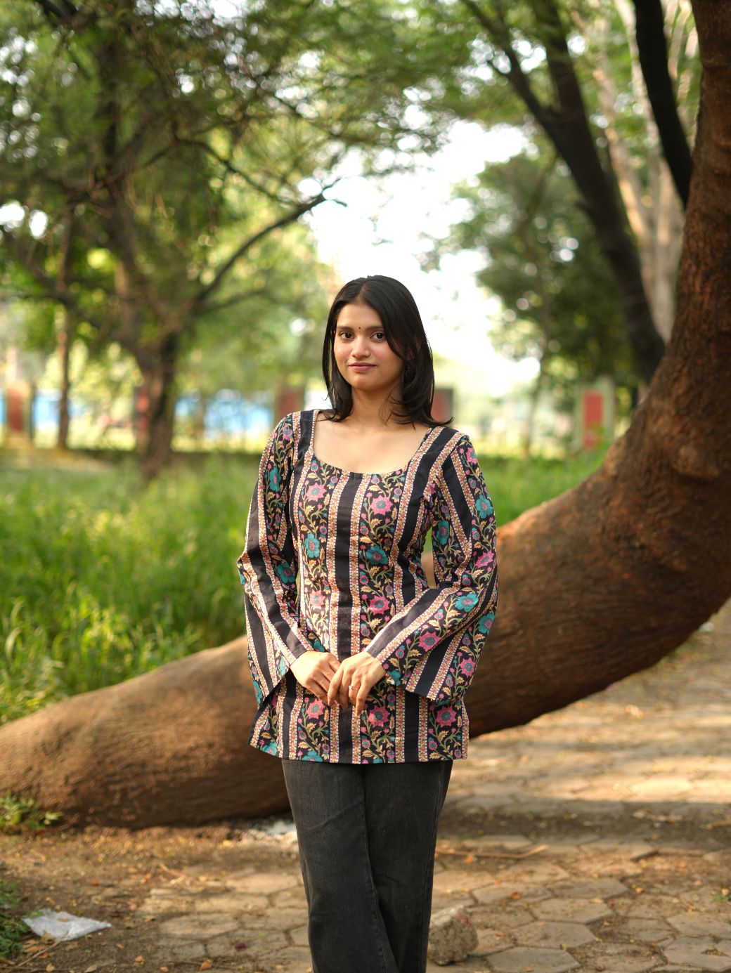 Midnight Bloom Short Kurti