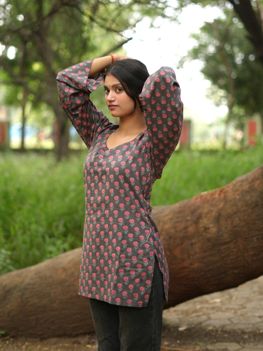 Flared Sleeve Printed Tunic