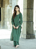 Samira Green Printed Cotton Kurta Pant Set