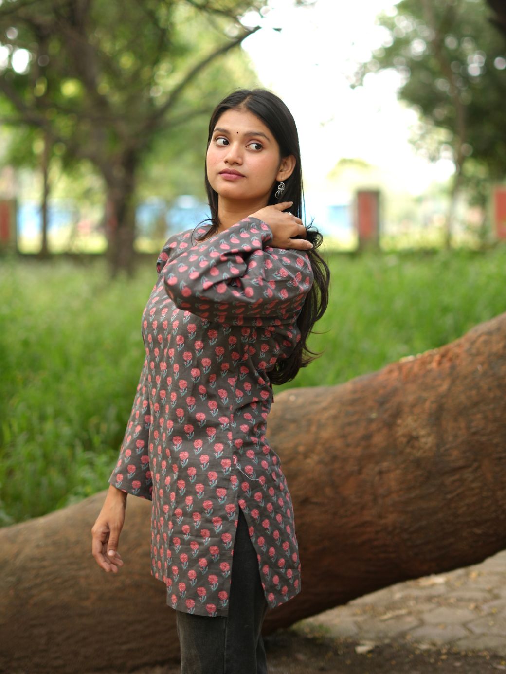 Flared Sleeve Printed Tunic