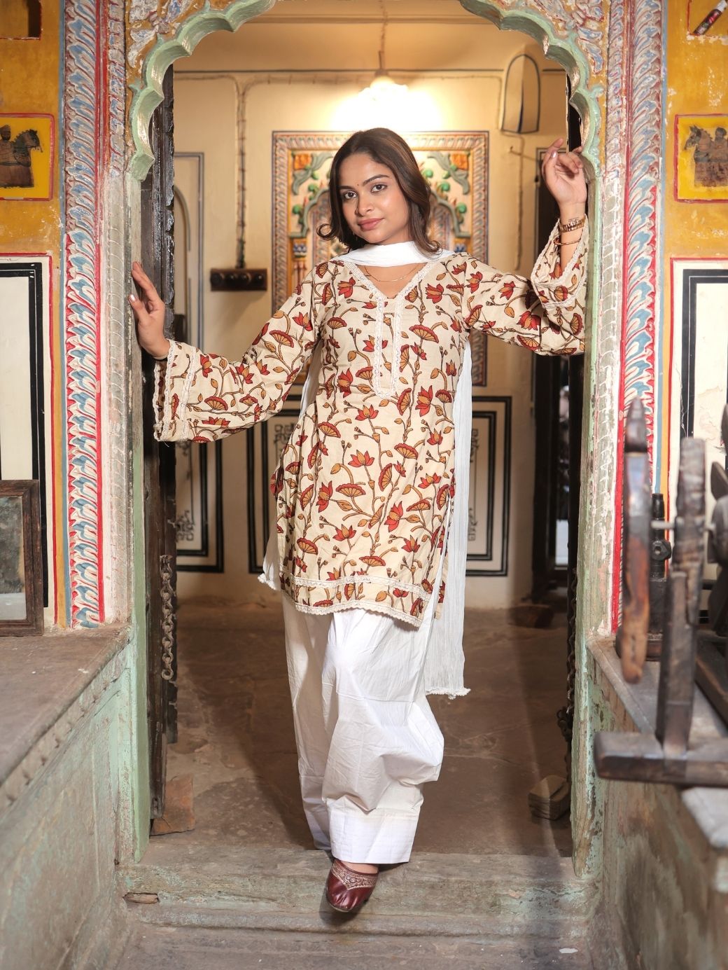 Lajja Three-Piece Straight Set with Farshi Salwar