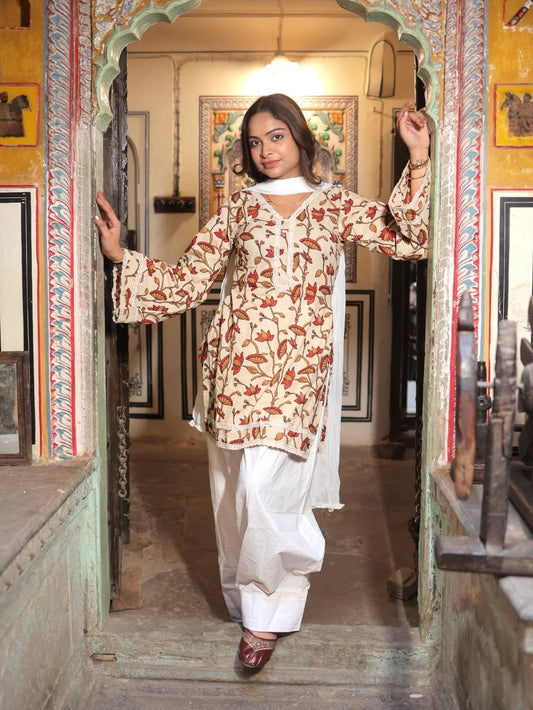 Lajja Three-Piece Straight Set with Farshi Salwar
