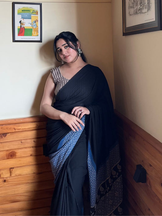 Nitya Midnight Indigo Cotton Saree
