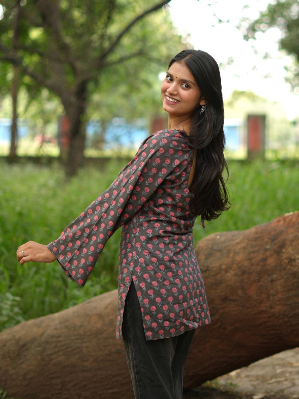 Flared Sleeve Printed Tunic