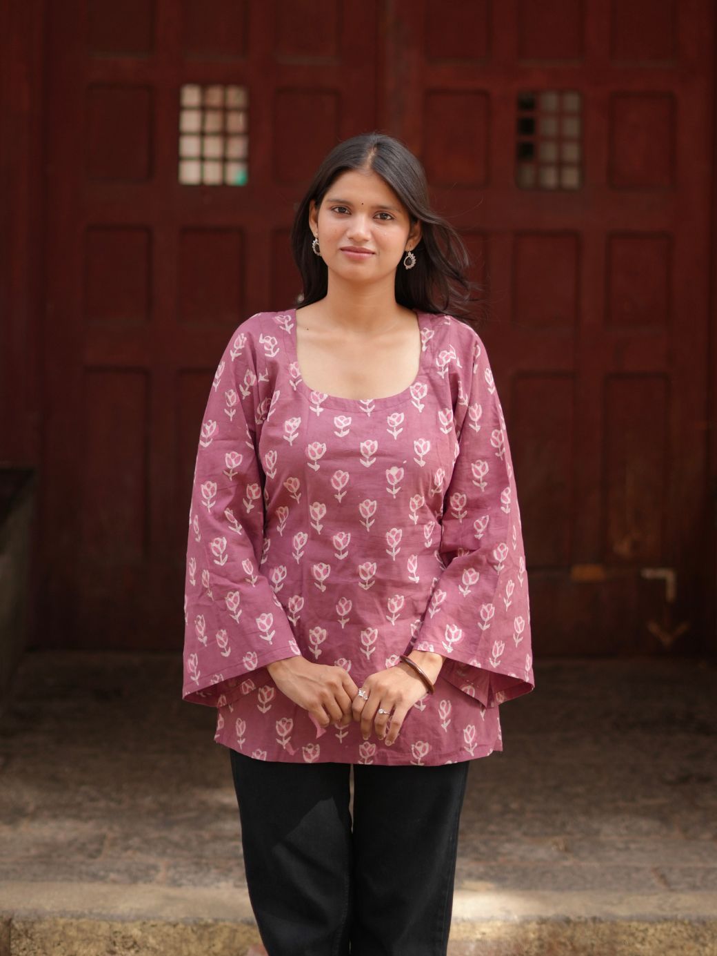 Noor Mauve Blossom Short Kurti