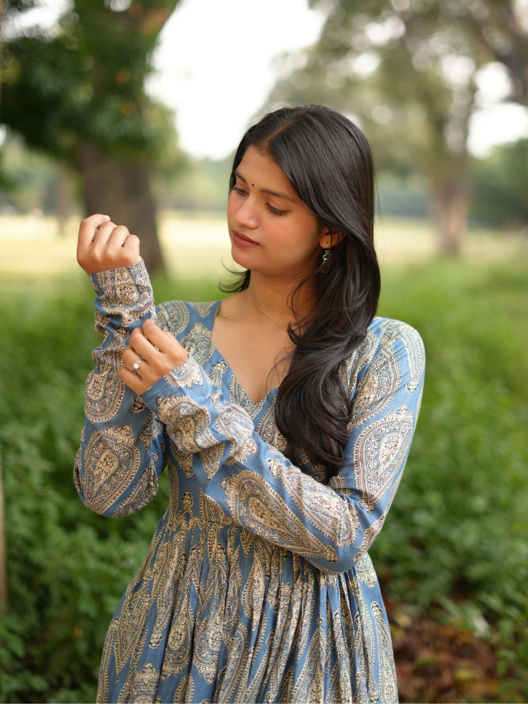 Blue Paisley Flared Kameez