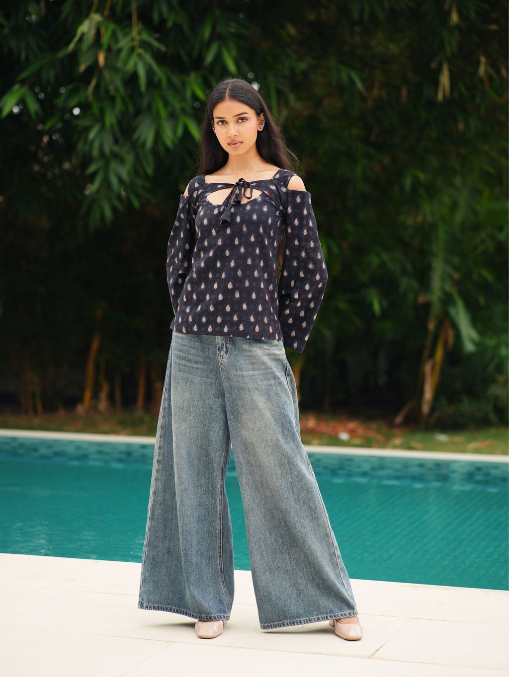 Shanaya Bagru Print Off Shoulder Top for Women