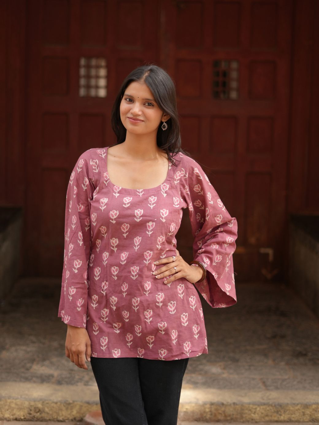 Noor Mauve Blossom Short Kurti