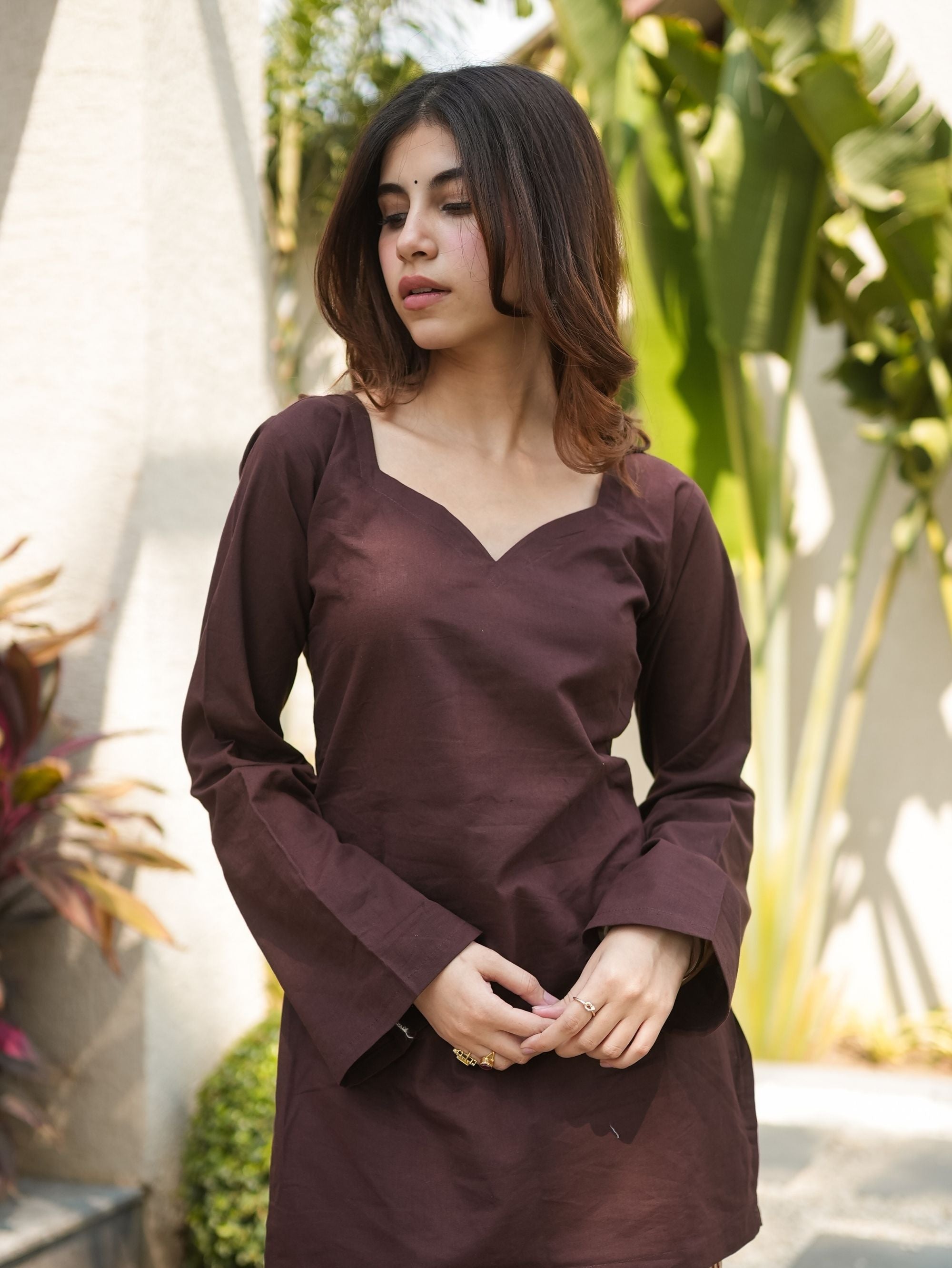 Mocha Muse Brown Kurta Set with Farshi Salwar