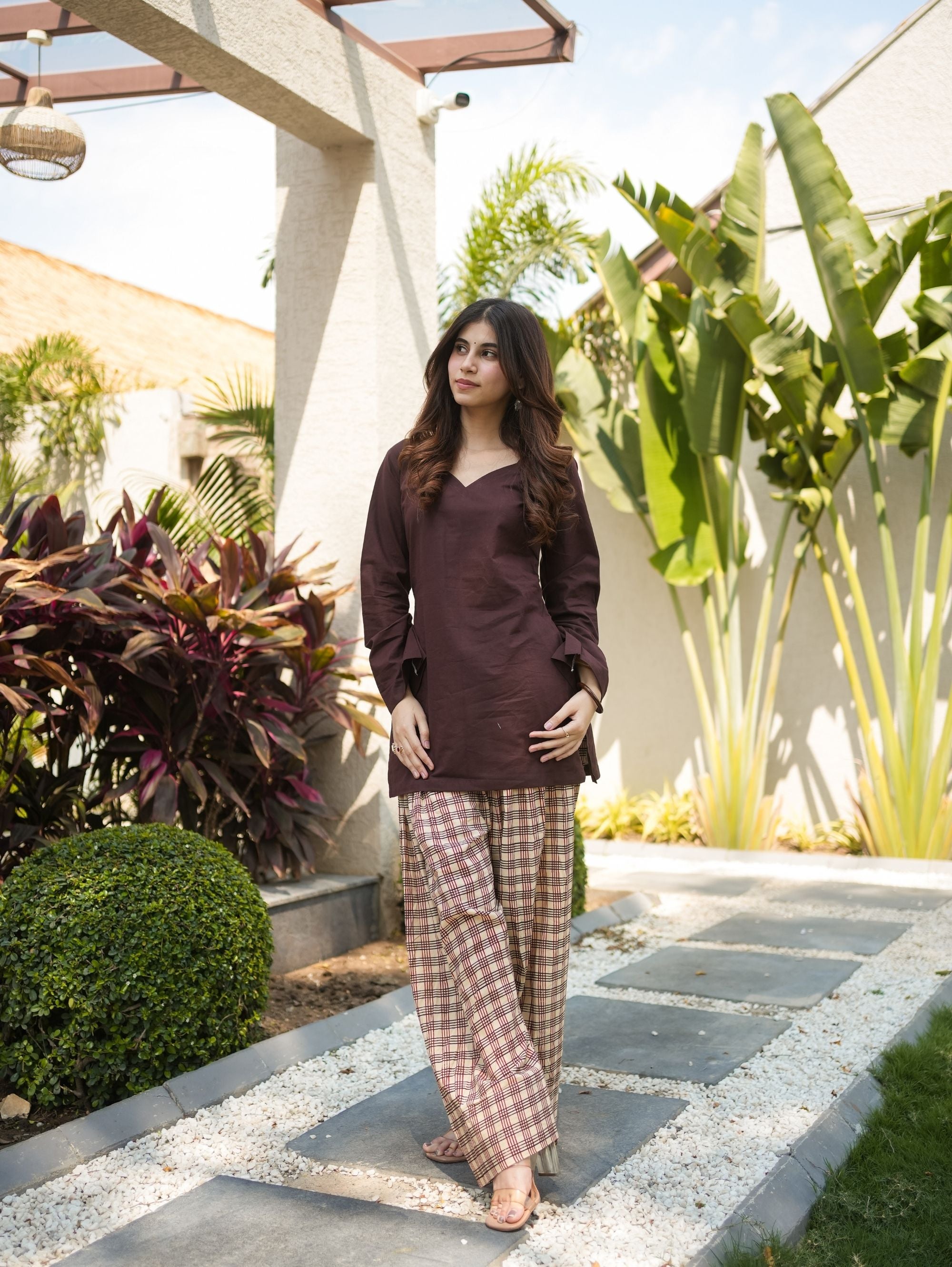 Mocha Muse Brown Kurta Set with Farshi Salwar