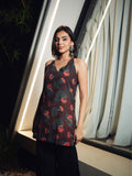 Shaina Short Kurti for Women - Brown Halter Neck Cotton Kurti