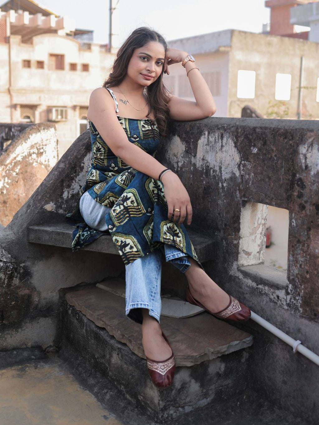 Khwaab Ajrakh Sleeveless Cotton Kameez