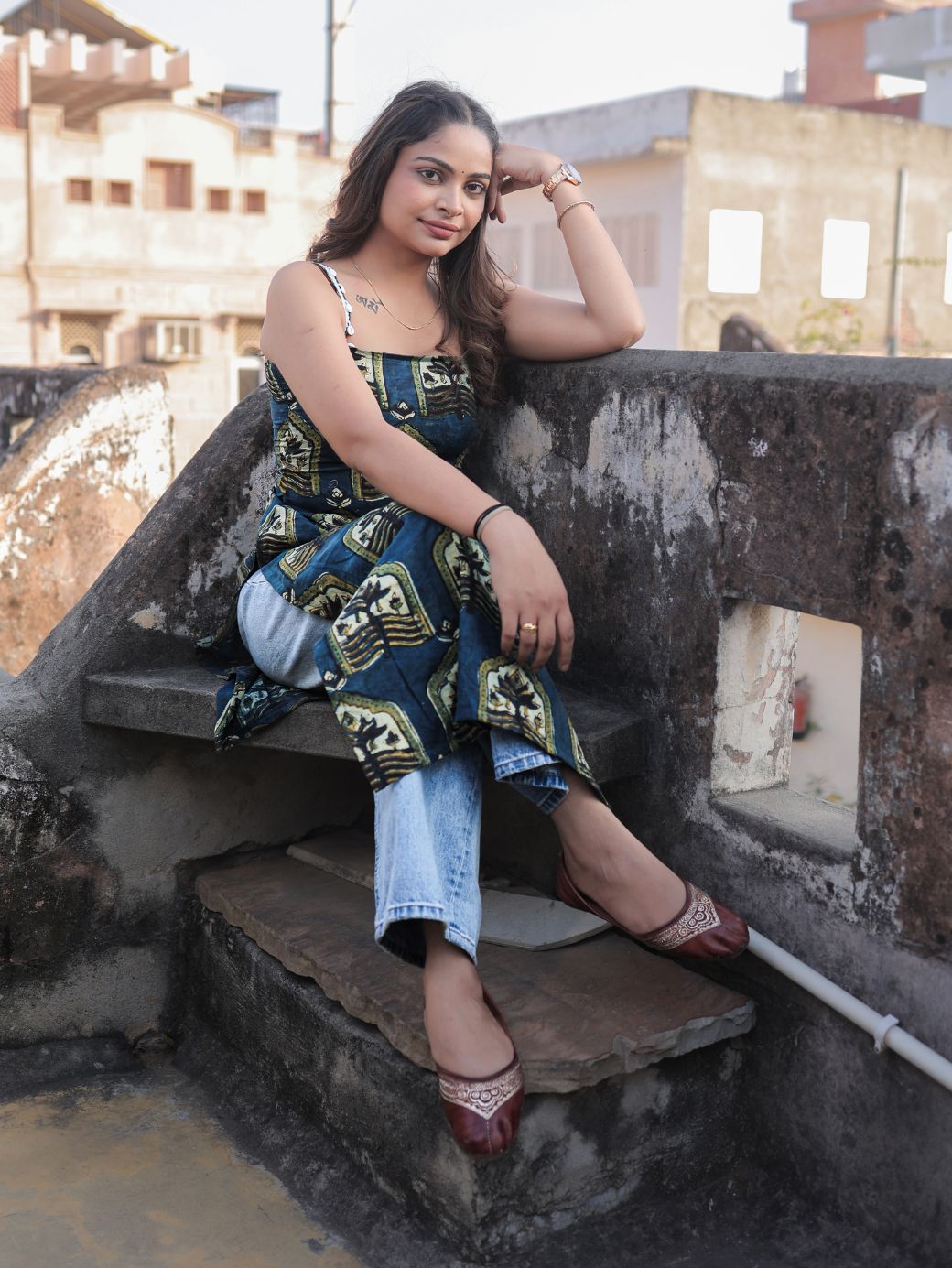 Khwaab Ajrakh Sleeveless Cotton Kameez