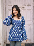 Sky Flora Cotton Square Neck Short Kurti