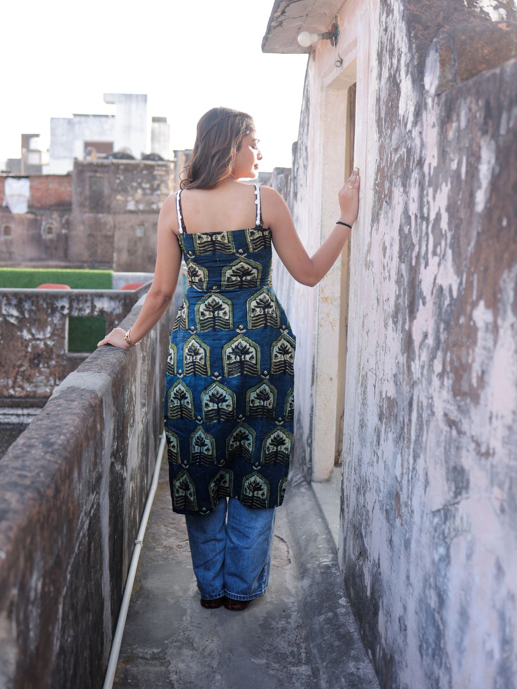 Khwaab Ajrakh Sleeveless Cotton Kameez