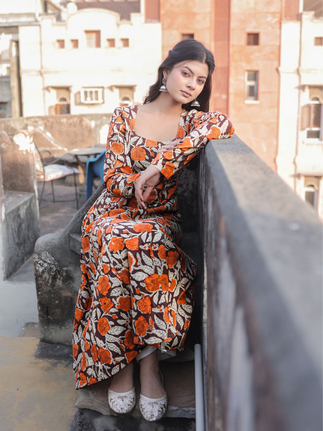 Rangrez Phool Handblock Cotton Kameez