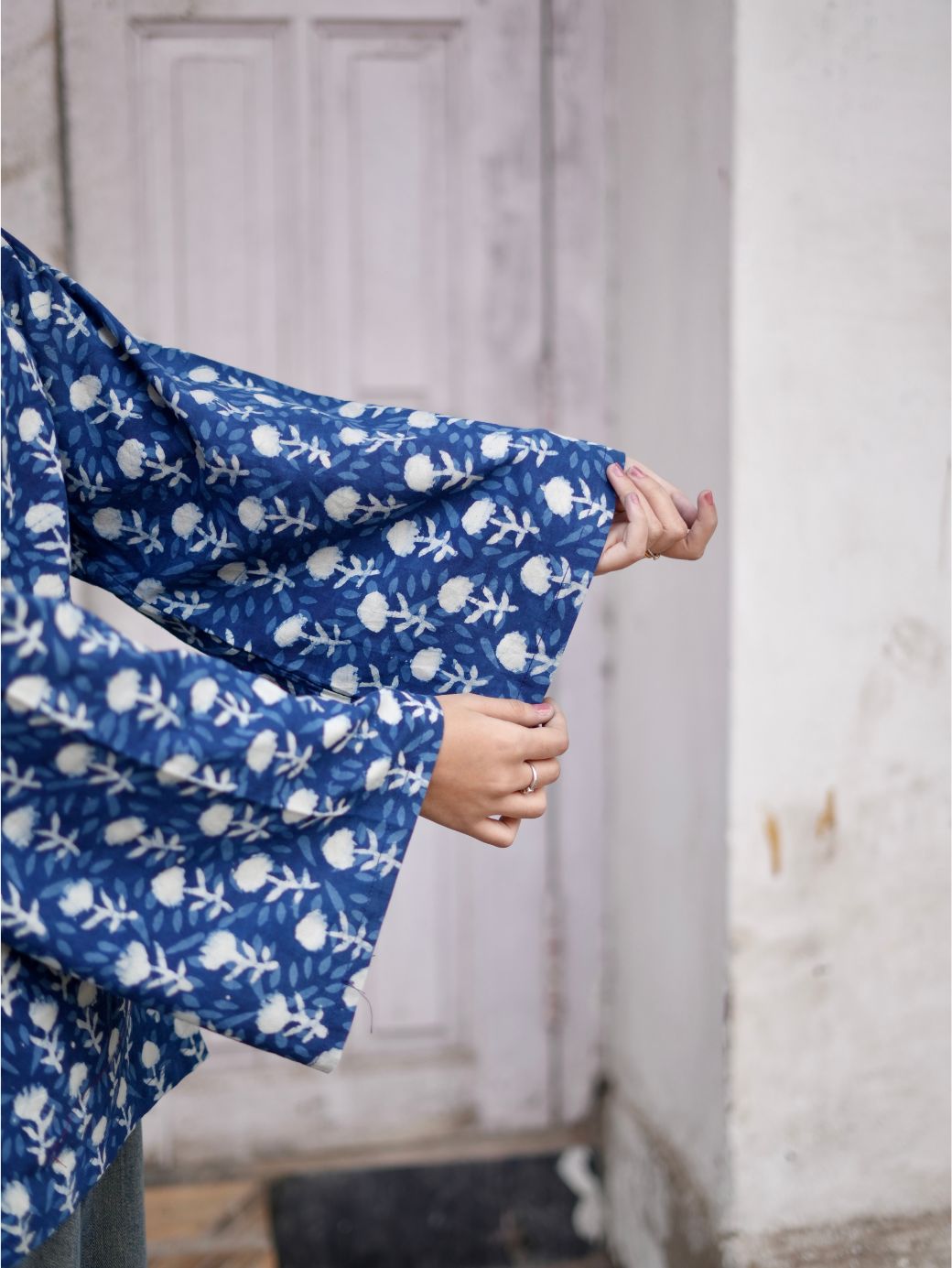 Sky Flora Cotton Square Neck Short Kurti