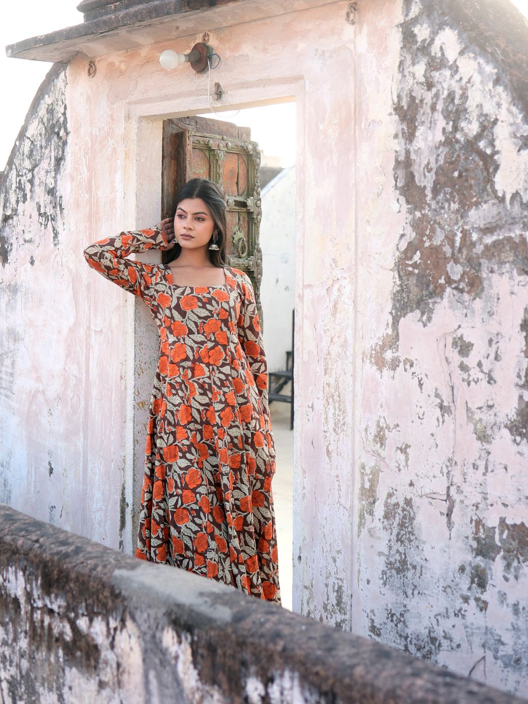 Rangrez Phool Handblock Cotton Kameez