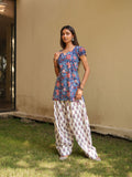 Malini Blue, Red & White Two Piece Farshi Set