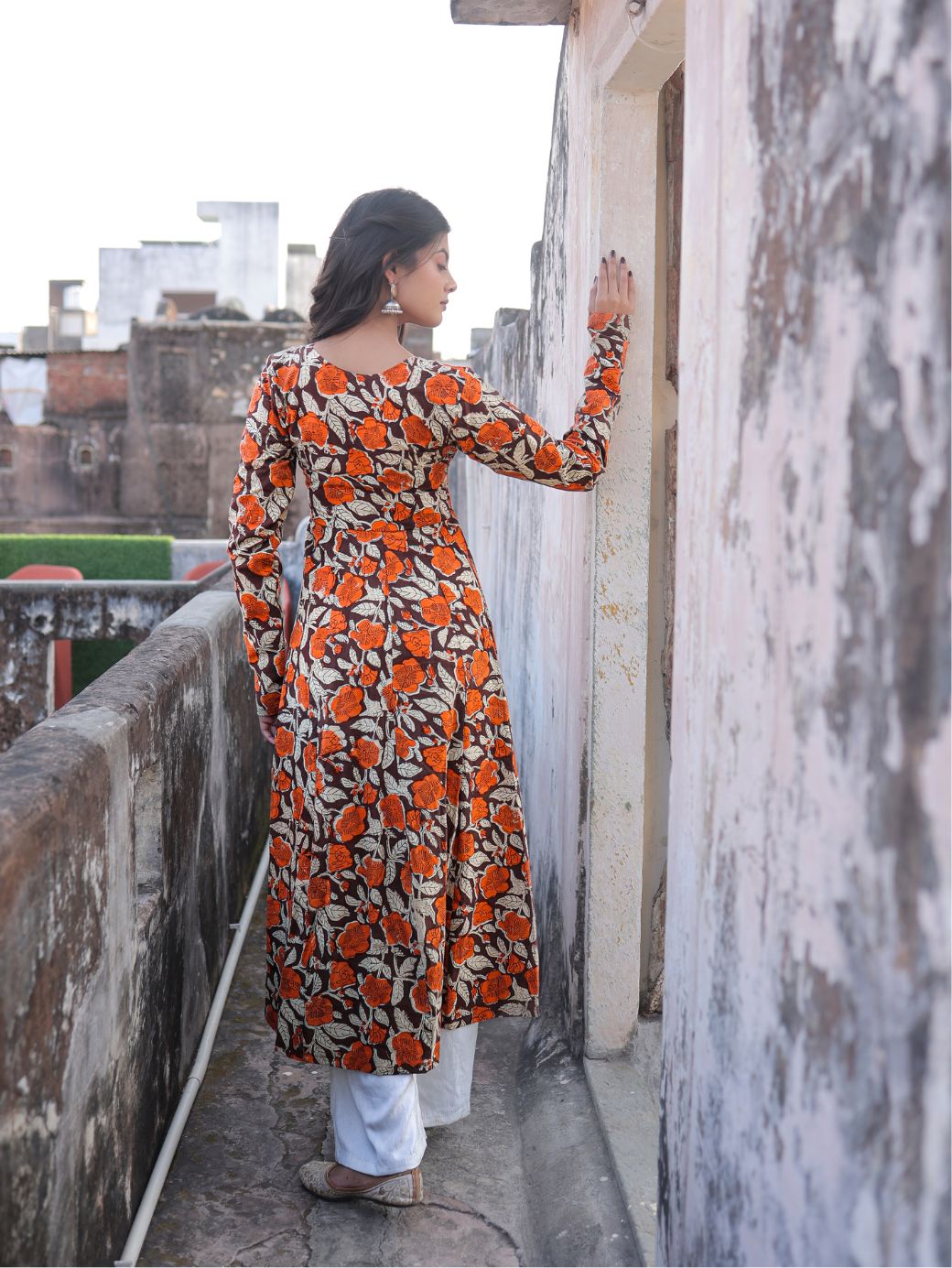 Rangrez Phool Handblock Cotton Kameez