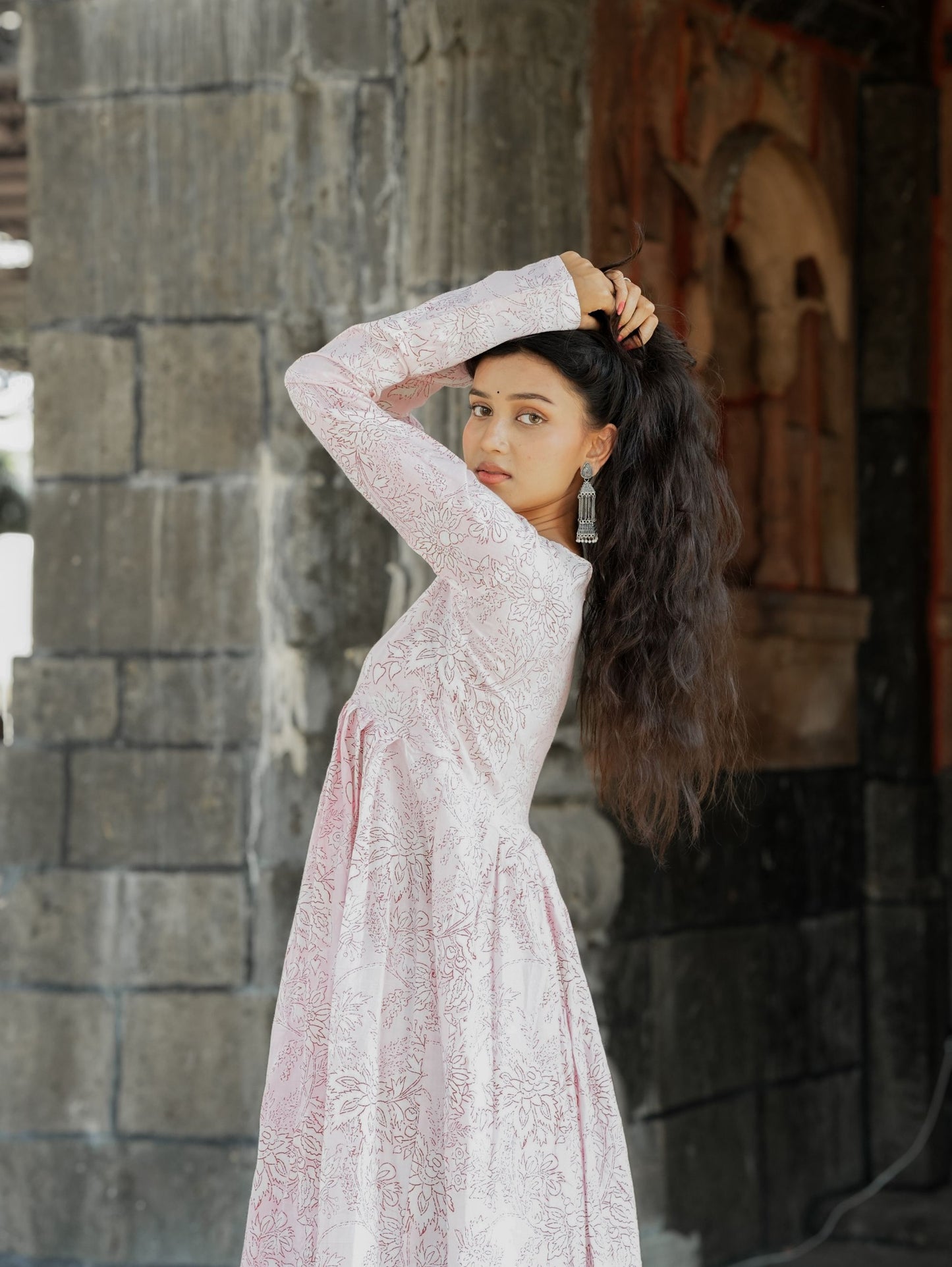 Blush Pink Alia Cut Cotton Anarkali Suit Set
