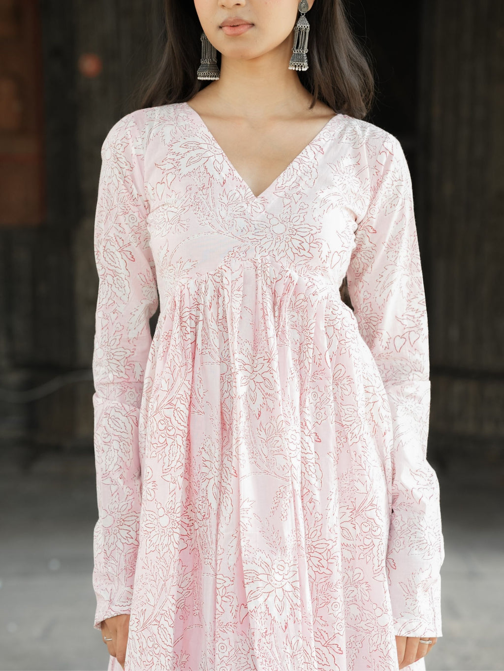 Blush Pink Alia Cut Cotton Anarkali Suit Set