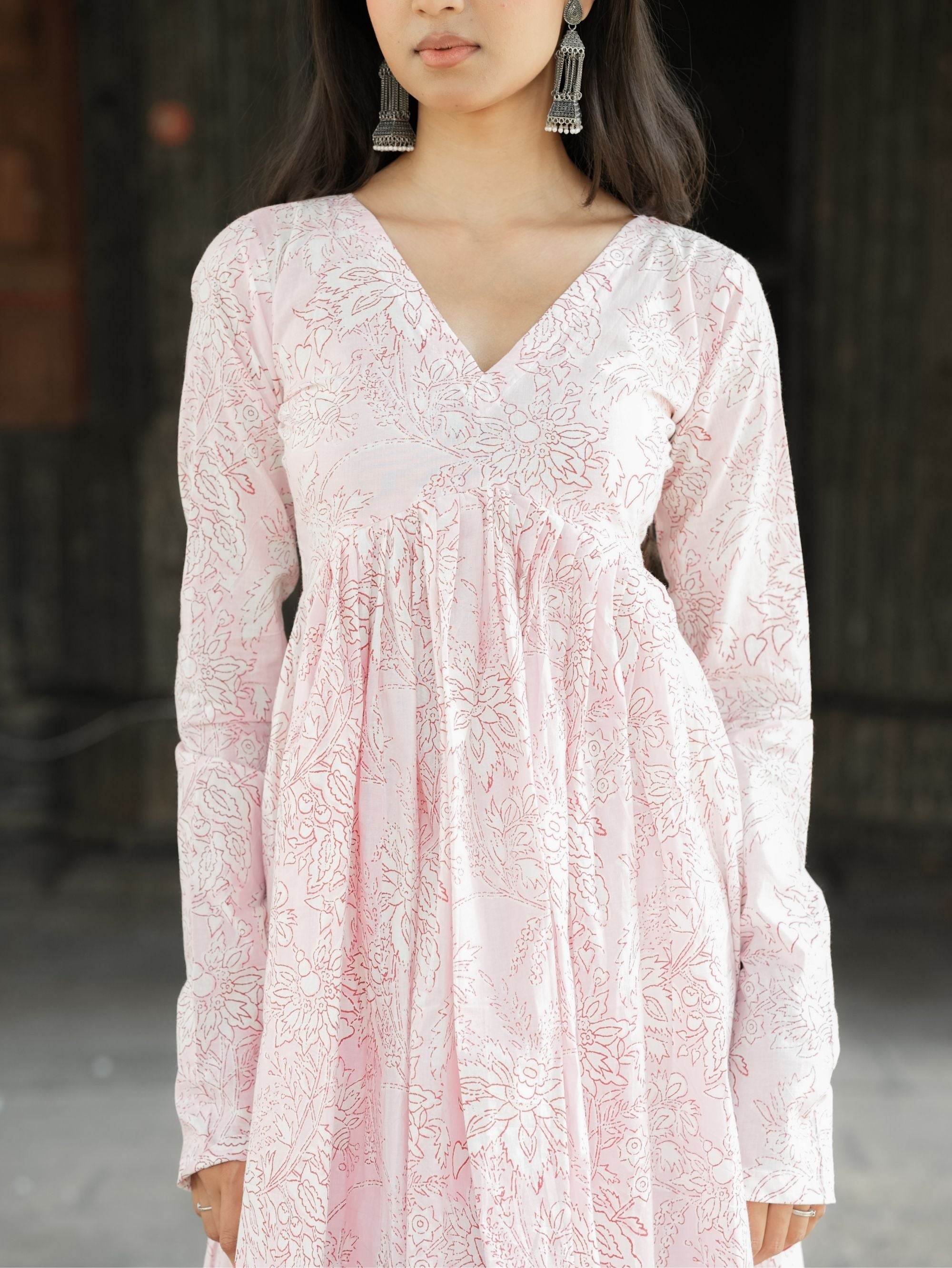 Blush Pink Alia Cut Cotton Anarkali Suit Set